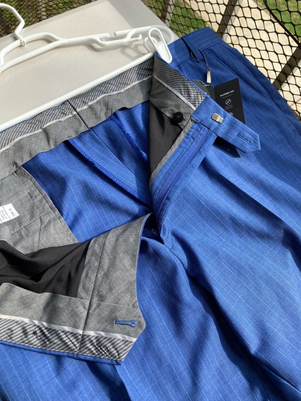 Michael Kors Wool Blend Blue Pinstripe Dress Pants Stretch Trousers Malone 44/32 - Picture 13 of 17